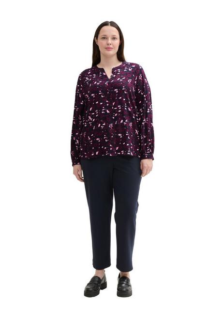 TOM TAILOR Plus Bluse mit V-Schlitz und Alloverprint - beere gemustert sheego 2025
