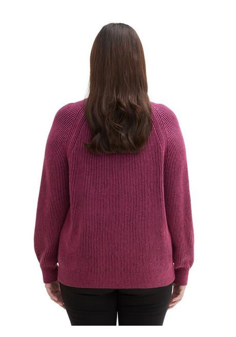 TOM TAILOR Plus Pullover im Rippstrick, mit Stehkragen - beere sheego Online