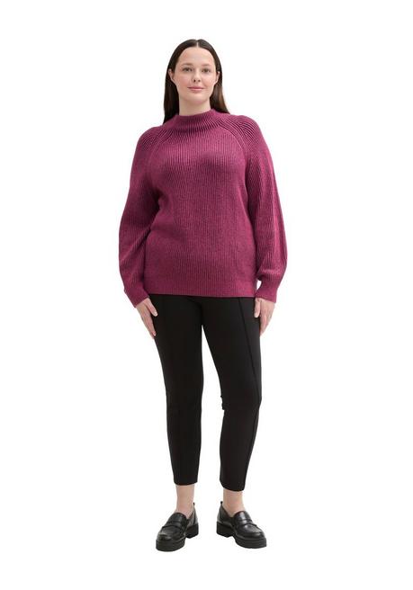 TOM TAILOR Plus Pullover im Rippstrick, mit Stehkragen - beere sheego Online