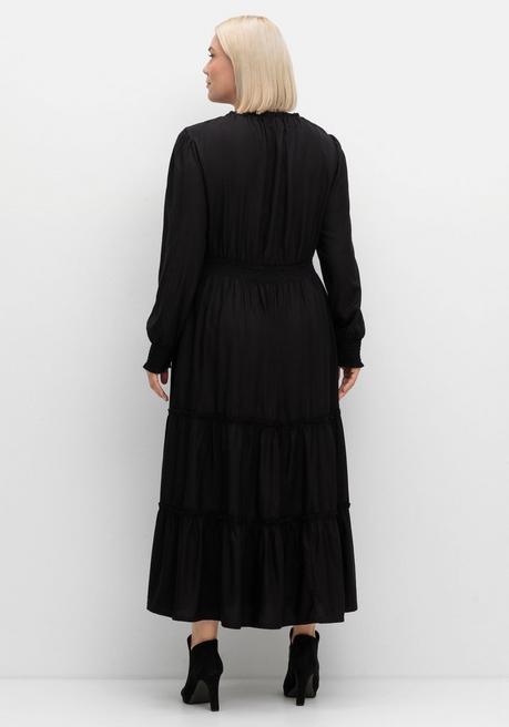 sheego by Joe Browns Maxikleid mit Smokbund und Volantrock - schwarz sheego Auslauf