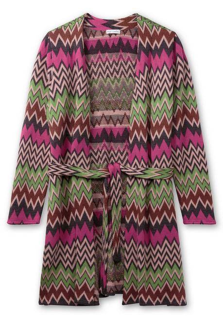 sheego by Joe Browns Lange Strickjacke im Zickzack-Jacquardmuster - beere gemustert sheego im Angebot