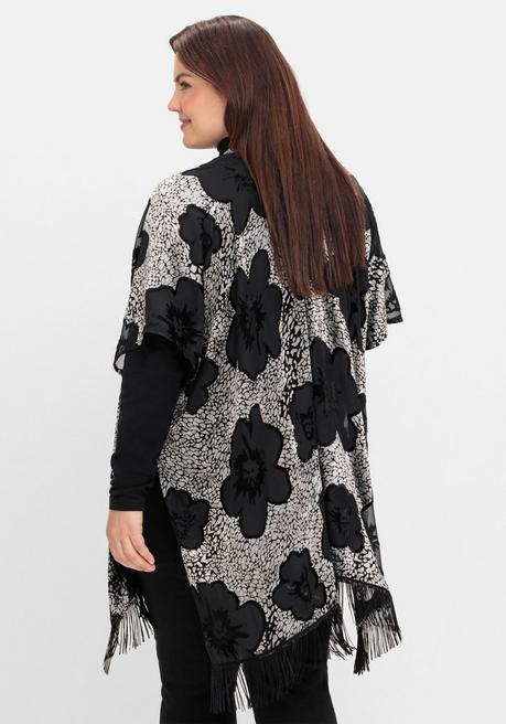 sheego by Joe Browns Cape im Kimonostil mit Samt- und Ausbrennerdetails - schwarz-silberfarben sheego Meist gekauft