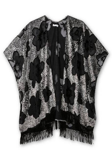 sheego by Joe Browns Cape im Kimonostil mit Samt- und Ausbrennerdetails - schwarz-silberfarben sheego Meist gekauft