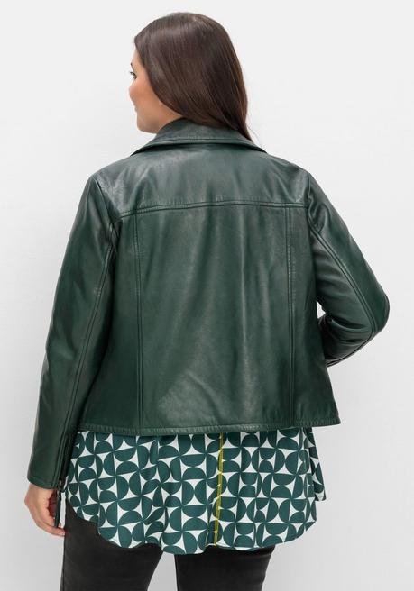 sheego Kurze Lederjacke aus Lammnappa, im Biker-Stil - tiefgrün sheego Blitzverkäufe