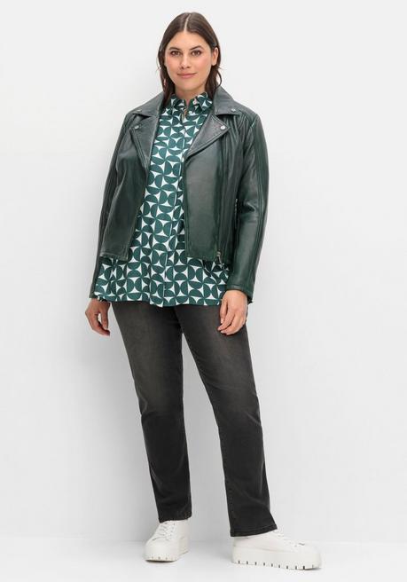 sheego Kurze Lederjacke aus Lammnappa, im Biker-Stil - tiefgrün sheego Blitzverkäufe