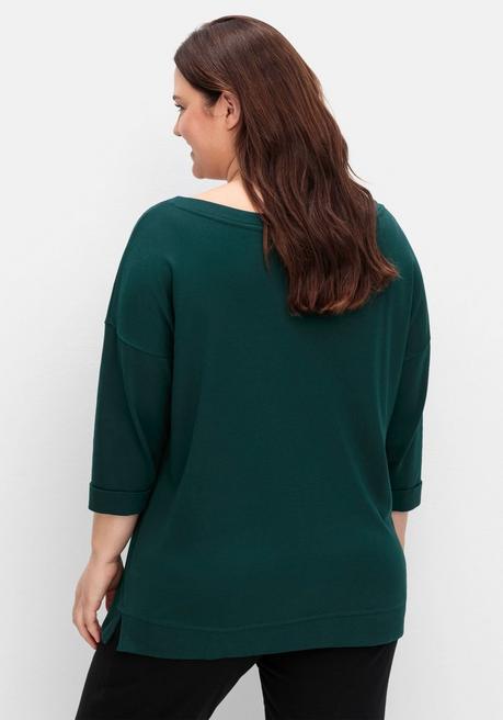 sheego Oversized-Shirt mit Bindebändchen - tiefgrün sheego Kostenloser Versand