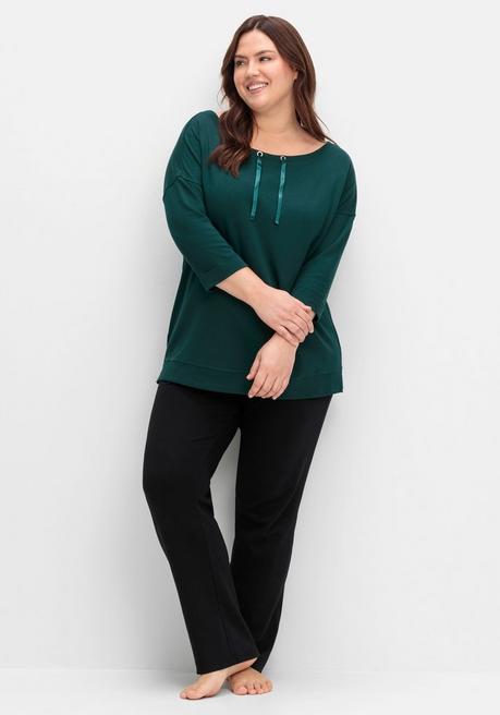 sheego Oversized-Shirt mit Bindebändchen - tiefgrün sheego Kostenloser Versand