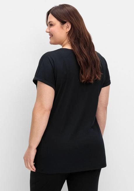 sheego Oversize-Shirt in Colourblocking-Optik - tiefgrün sheego Limitierter Zeitrabatt