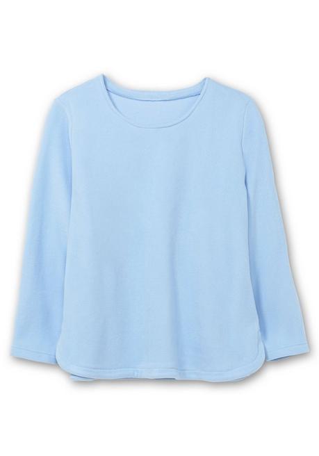 sheego Fleeceshirt mit abgerundetem Saum - eisblau sheego Günstig kaufen