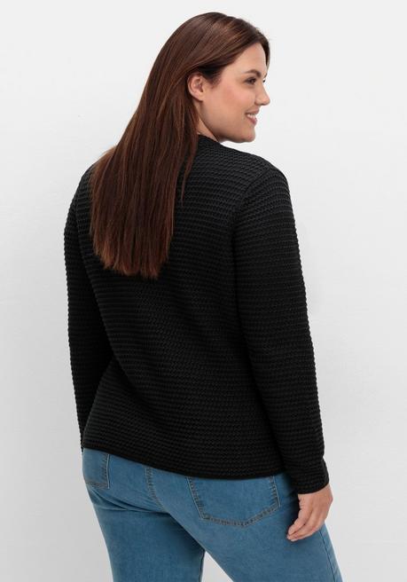 sheego Grobstrickjacke mit Stehkragen und Taschen - schwarz sheego Versandkostenfrei