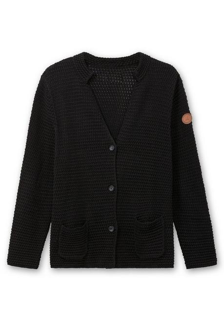 sheego Grobstrickjacke mit Stehkragen und Taschen - schwarz sheego Versandkostenfrei