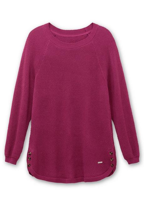 sheego Pullover im Strukturstrick, mit Zierknöpfen seitlich - magenta sheego Flash Sale