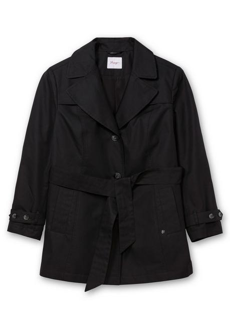 sheego Kurzer Trenchcoat mit Gürtel, wasserabweisend - schwarz sheego Online Shopping