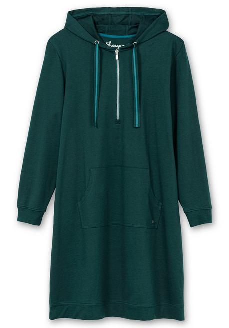 sheego Kniefreies Kapuzensweatkleid mit Kängurutasche - tiefgrün sheego Black Friday