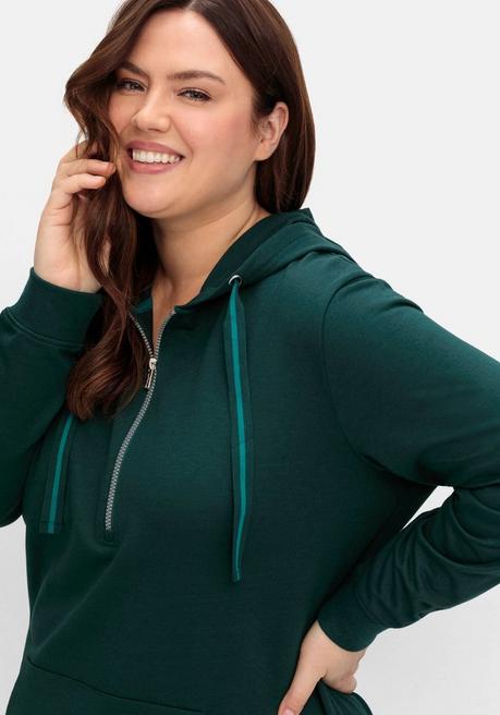 sheego Kniefreies Kapuzensweatkleid mit Kängurutasche - tiefgrün sheego Black Friday