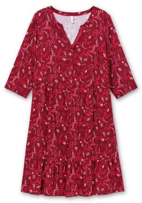 sheego Hängerkleid in leichter A-Linie, mit 3/4-Ärmeln - dunkelrot gemustert sheego Cyber Monday