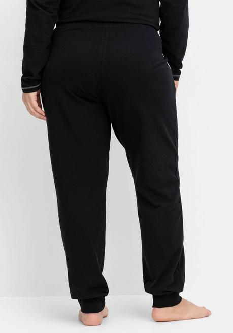 sheego Lange Schlafhose mit schmalem Bein und Kontrastdetails - schwarz sheego Osterangebot