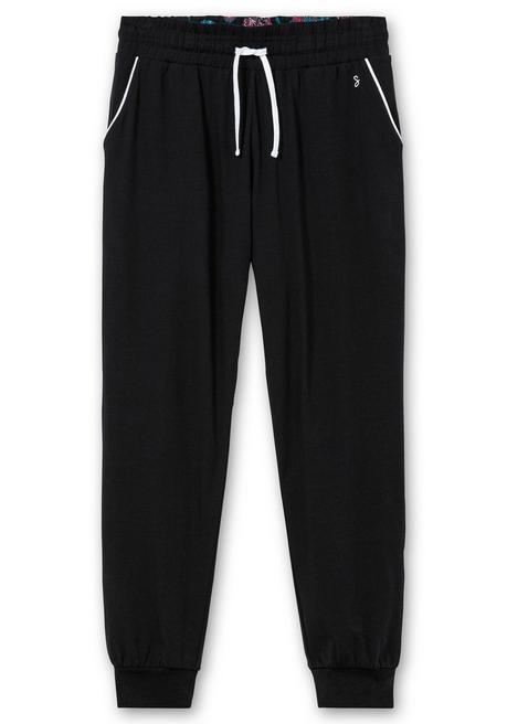 sheego Lange Schlafhose mit schmalem Bein und Kontrastdetails - schwarz sheego Osterangebot
