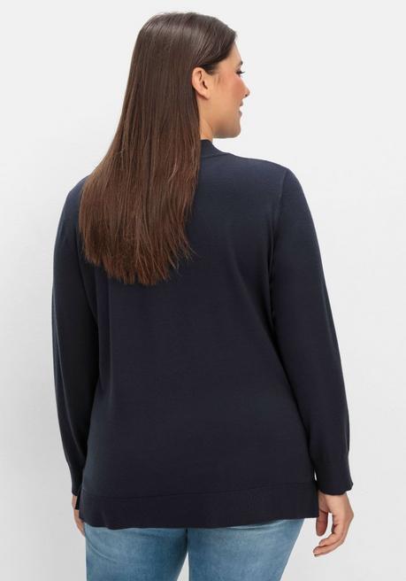 sheego Pullover mit geripptem Stehkragen - tiefblau sheego Valentinstagsangebot