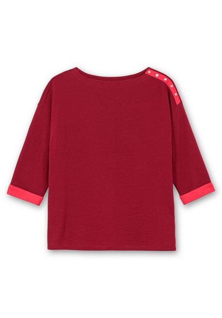 sheego Sweatshirt mit Zierknöpfen und Kontrastdetails - dunkelrot sheego Jubiläumsangebot