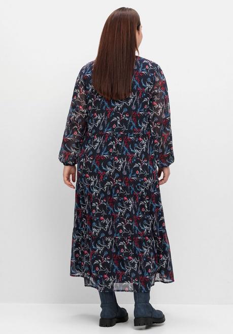 sheego Chiffonkleid in Maxilänge, mit Alloverprint - tiefblau gemustert sheego Top Angebot