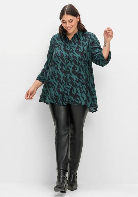sheego Bedruckte Bluse in schwingender A-Linie - schwarz gemustert sheego Neueste Mode