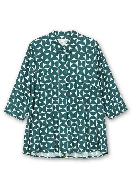 sheego Bedruckte Bluse in schwingender A-Linie - tiefgrün gemustert sheego Online Outlet