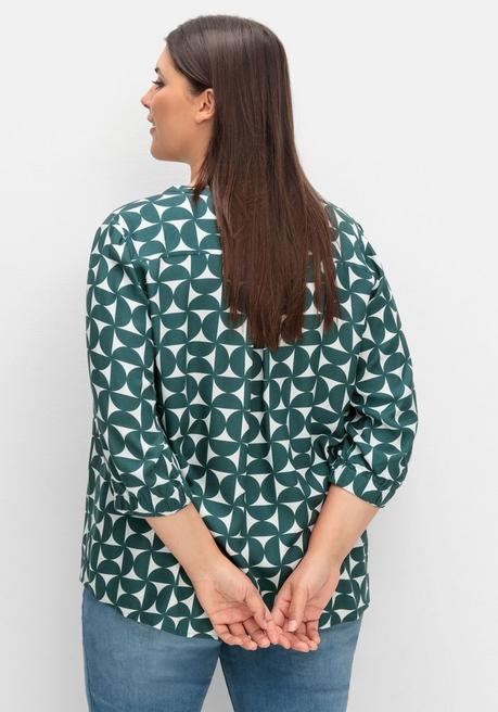 sheego Tunika mit Grafikprint und 3/4-Ärmel - tiefgrün gemustert sheego Zeitlich begrenztes Angebot