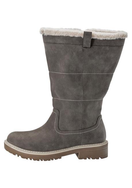 sheego Weitschaftstiefel in Veloursleder-Optik - taupe sheego Blitzangebot