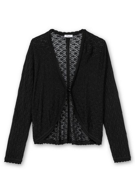 sheego Kurze Ajour-Strickjacke mit Knopfverschluss - schwarz sheego Große Rabatte