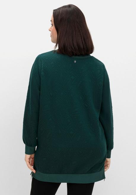 sheego Sweatshirt mit Steppmuster und seitlichen Zippern - tiefgrün sheego Neuheiten