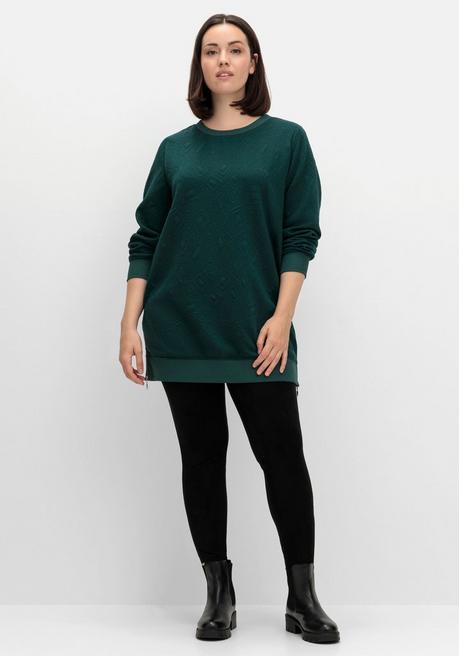 sheego Sweatshirt mit Steppmuster und seitlichen Zippern - tiefgrün sheego Neuheiten