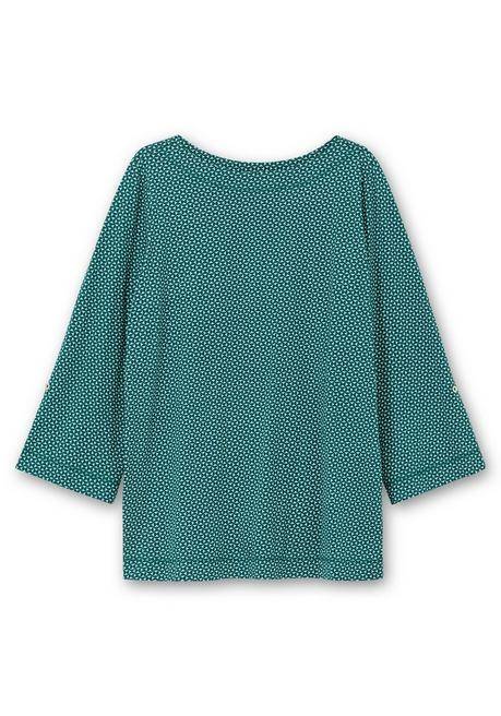 sheego 3/4-Arm-Shirt mit grafischem Minimaldruck - tiefgrün gemustert sheego Saisonale Angebote