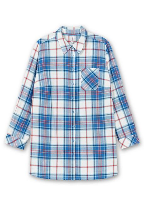 sheego Karierte Longbluse mit Krempelfunktion - offwhite kariert sheego Räumungsverkauf