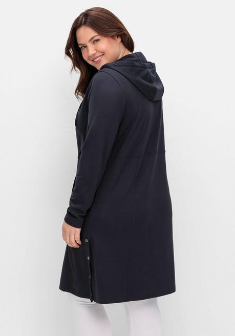 sheego Kapuzenkleid mit Seitenschlitzen und Knopfleiste - tiefblau sheego Kauf eins, bekomm eins gratis