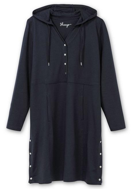 sheego Kapuzenkleid mit Seitenschlitzen und Knopfleiste - tiefblau sheego Kauf eins, bekomm eins gratis