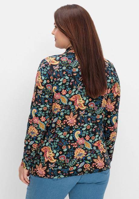 sheego by Joe Browns Langarmshirt mit Paisleyprint und Polokragen - schwarz gemustert sheego Tägliche Deals
