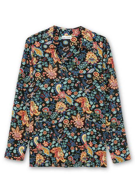 sheego by Joe Browns Langarmshirt mit Paisleyprint und Polokragen - schwarz gemustert sheego Tägliche Deals
