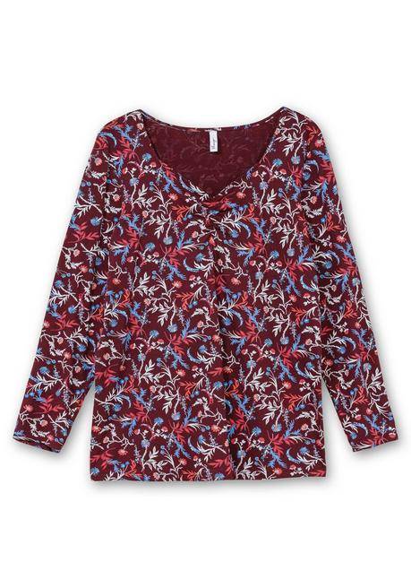 sheego Langarmshirt mit floralem Alloverdruck - weinrot gemustert sheego Sonderangebote