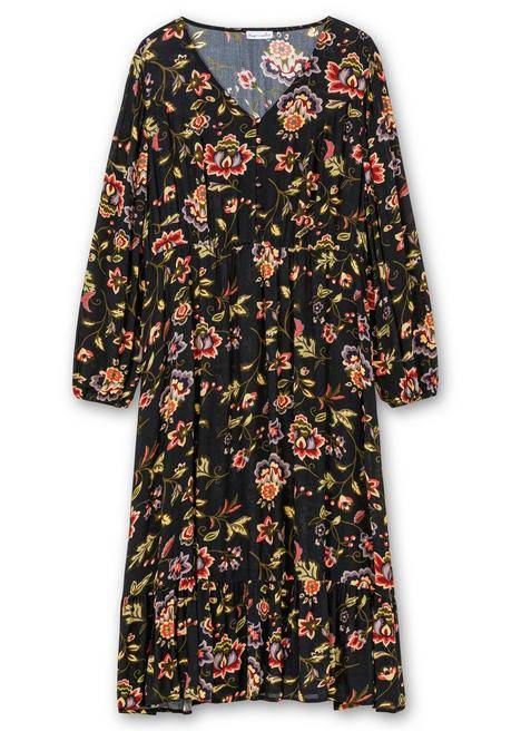 sheego by Joe Browns Midikleid mit Blumendruck und Volant am Saum - schwarz gemustert sheego Wochenangebot
