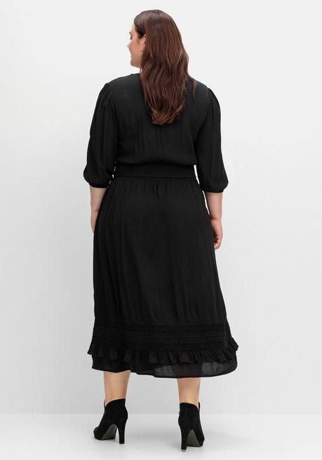 sheego by Joe Browns Maxikleid mit Volant, in Crinkle-Qualität - schwarz sheego Kostenlose Rückgabe