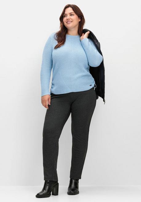 sheego Schmale Hose mit grafischem Muster und Stretchbund - schwarz gemustert sheego Bis zu 60% Rabatt