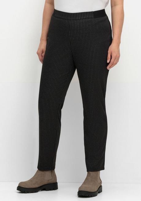 sheego Schmale Hose mit grafischem Muster und Stretchbund - schwarz gestreift sheego Bis zu 65% Rabatt