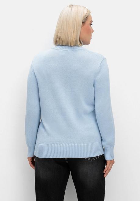 sheego Rollkragenpullover mit Rippbündchen - eisblau sheego Nur für heute