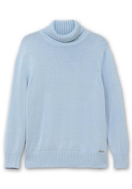 sheego Rollkragenpullover mit Rippbündchen - eisblau sheego Nur für heute