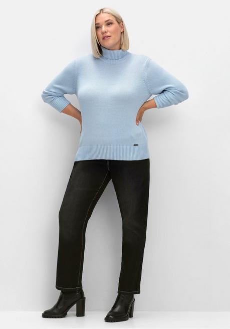 sheego Rollkragenpullover mit Rippbündchen - eisblau sheego Nur für heute