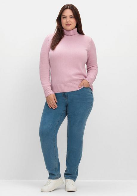 sheego Rollkragenpullover mit Rippbündchen - altrosé sheego Sonderangebot der Fabrik