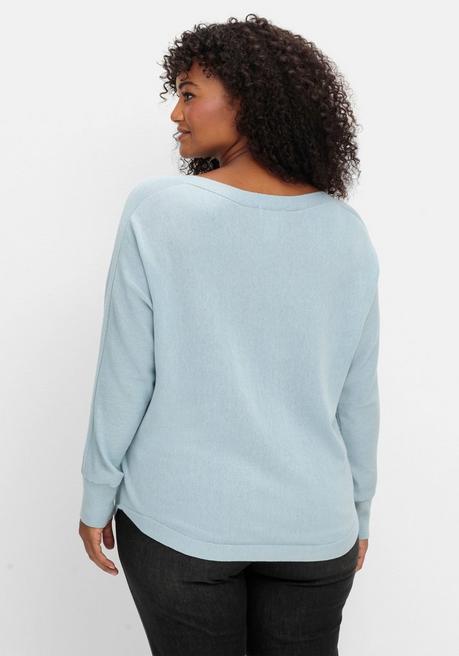 sheego Pullover mit U-Boot-Ausschnitt - hellblau sheego Bis zu 55% Rabatt