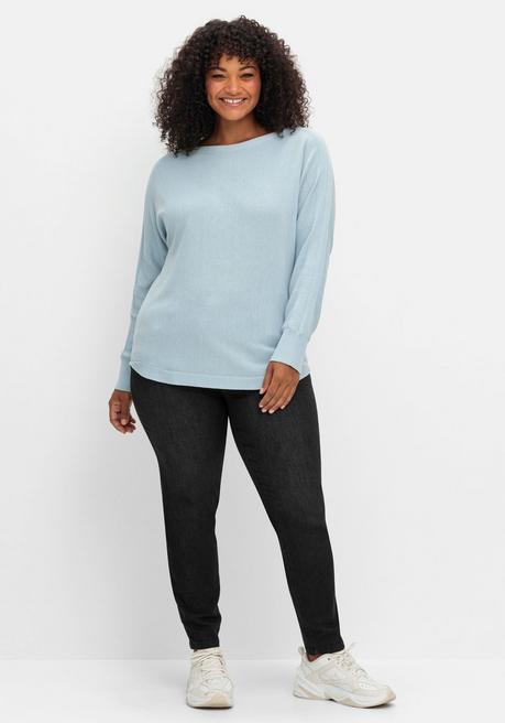 sheego Pullover mit U-Boot-Ausschnitt - hellblau sheego Bis zu 55% Rabatt