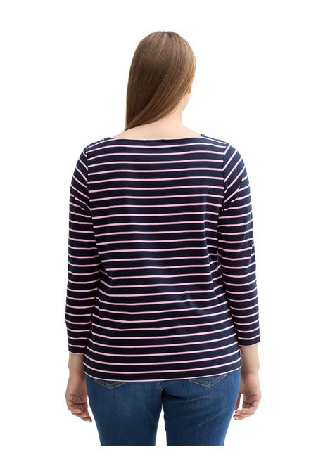 TOM TAILOR Plus Langarmshirt mit Ringeln und U-Boot-Ausschnitt - marine gestreift sheego Speichern exportieren
